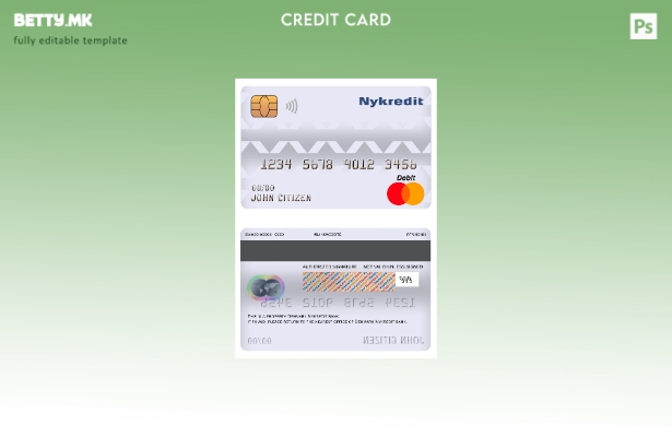 модерен стил Данска Nykredit банка мастер дебитна картичка шаблон